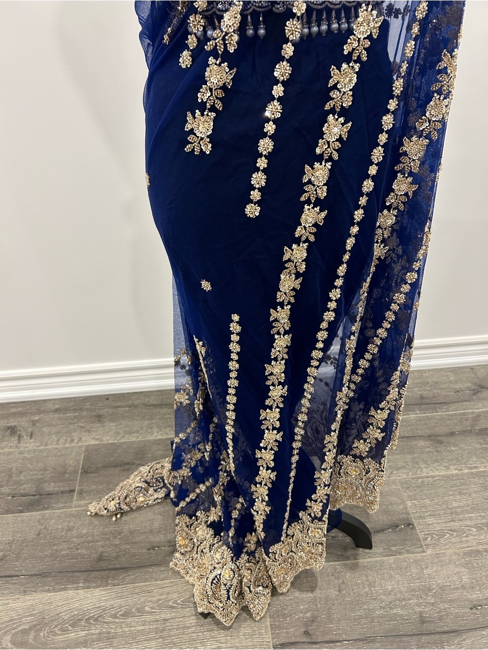 Luxury Royal Blue & Gold Designer Saree - Picture 16 of 16